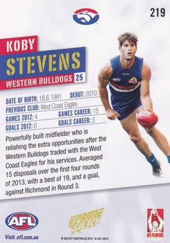 2013 Select Prime AFL #219 Koby Stevens Back